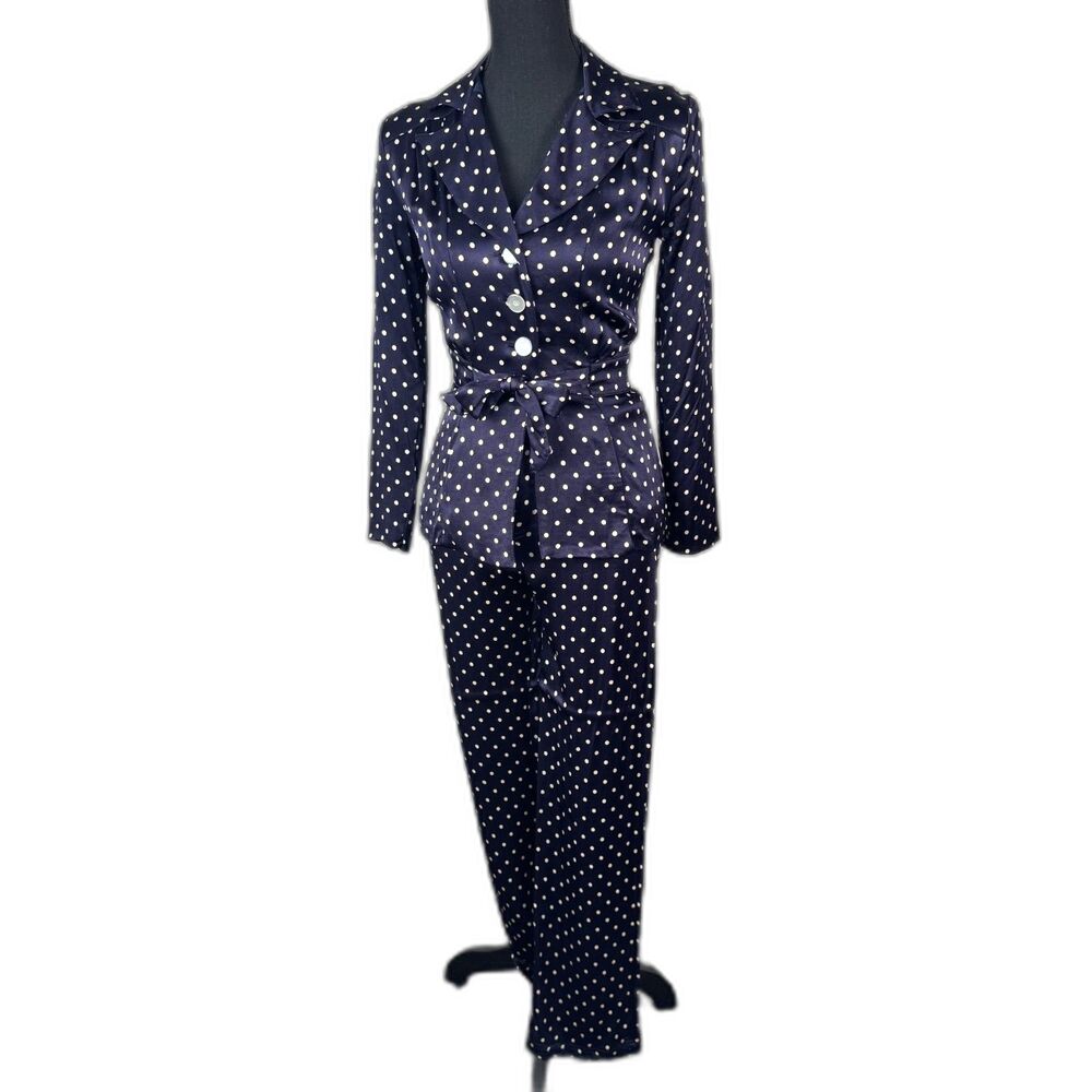 Size XS Y2K Vintage Betsey Johnson 90s black label polka dot suit set rayon